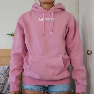 glossier pink graphic hoodie